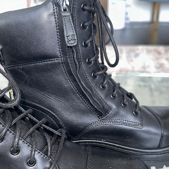 Sam Edelman Black Leather Combat Boots womens 7.5 - Picture 6 of 7